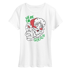 Women's - Instant Message - Here To Sleigh Christmas Short Sleeve Graphic T-Shirt - 1 of 4