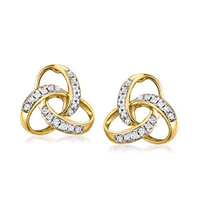 Ross-Simons 0.10 ct. t.w. Diamond Celtic Knot Stud Earrings in 14kt Yellow Gold