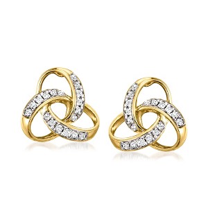 Ross-Simons 0.10 ct. t.w. Diamond Celtic Knot Stud Earrings in 14kt Yellow Gold - 1 of 3