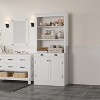 Storage Drawers, 5-shelf Bookshelves and Bookcases with Drawer, 71" Tall Bookcase with Doors, Adjustment Shelves, Modern Book shelves , Set of 2 - 3 of 4