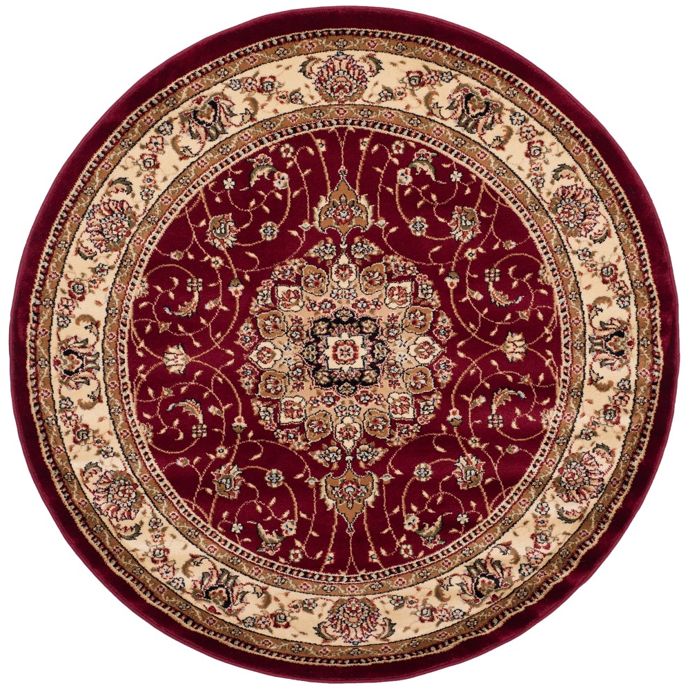 Red/Ivory Floral Loomed Round Area Rug 5'3in - Safavieh