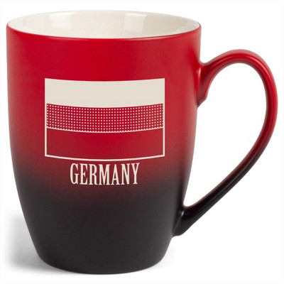 Elanze Designs Germany German Flag 12 Ounce Ceramic Laser-Etched Engraved Drinkware Mug, Red and Black Ombre