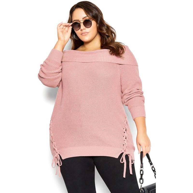 Women's Plus Size Intertwine Sweater - blush | CITY-CHIC, 1 of 7