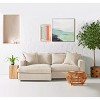 Lesly Modern Square Arm Linen Upholstered L-Shaped 3 Seater Sofa - 2 of 4