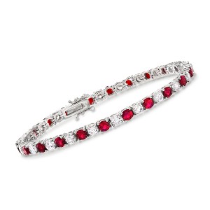 Ross-Simons 4.35 ct. t.w. Simulated Ruby and 4.35 ct. t.w. CZ Tennis Bracelet in Sterling Silver - 1 of 3