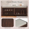 PAGED Retro Storage Bench with Sliding Door, Classic Shutter Ottoman with Storage, Shoe Bench with Cushion & Adjustable Shelf, Entryway Bench - 4 of 4