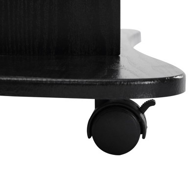 Black Adjustable Height Mobile Laptop Cart with Drawer