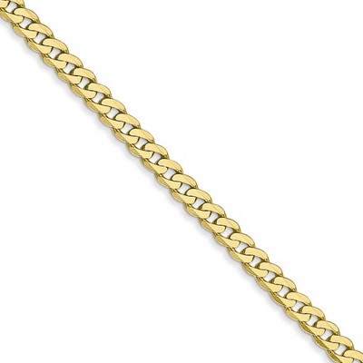 Black Bow Jewelry 2.4mm 10k Yellow Gold Solid Flat Beveled Curb Chain Bracelet