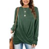 Women's Knotted Long Sleeve Top Soft Classic Fall Blouse Effortless Holiday Style - 3 of 4