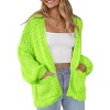 Women's Sweater Knit Cardigan with Pockets - Open Front Cable Knit Chunky Thick Sweater for Comfy Winter Knitwear,Fluorescent Green - 2XL - 3 of 4