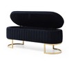 CAVINAS 50" Storage Bench Velvet Oval Ottoman with Golden Metal Legs - 2 of 4