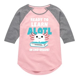 Girls' - Instant Message - Learn Alotl In 2nd Grade Shirt Tail Raglan Graphic T-shirt - 1 of 4