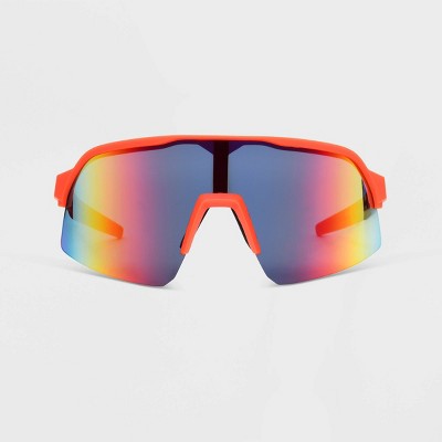 Men's Rubberized Plastic Shield Sunglasses - All In Motion™ Neon Red ...