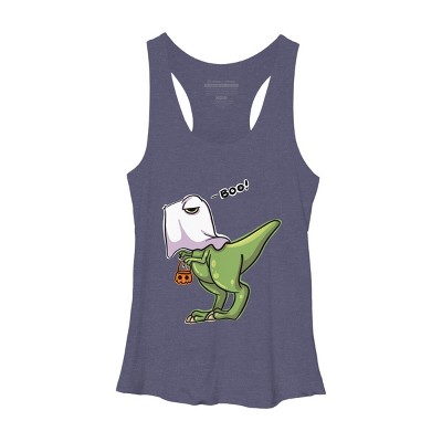 Women's Design By Humans Halloween Ghost Dinosaur By whynot007 Racerback Tank Top