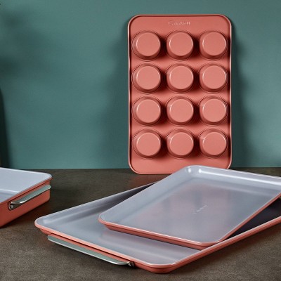 Gray and Terracotta Non-Stick Ceramic Baking Sheet Duo
