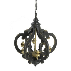 20.5"x24" 6-Light Chandelier Ceiling Light Antique Black - A&B Home: Wrought Iron Pendant, Glass Shades, UL Listed - 1 of 4