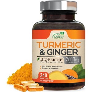 Turmeric Curcumin with BioPerine 2600mg with Ginger & Black Pepper Capsules - 60 Capsules;120 Capsules;180 capsules;240 Capsules - 1 of 4