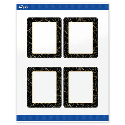 Avery Rectangle Labels, Black Border with Gold Pattern, 4" x 3-1/3"