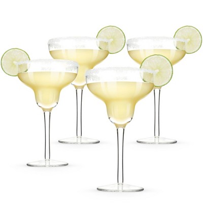 True Margarita Glass, Crystal Stemmed Cocktail Glasses, Dishwasher Safe, Mixed Drink Glasses, Daquiri Glass Holds 10 oz., Set of 4, Clear