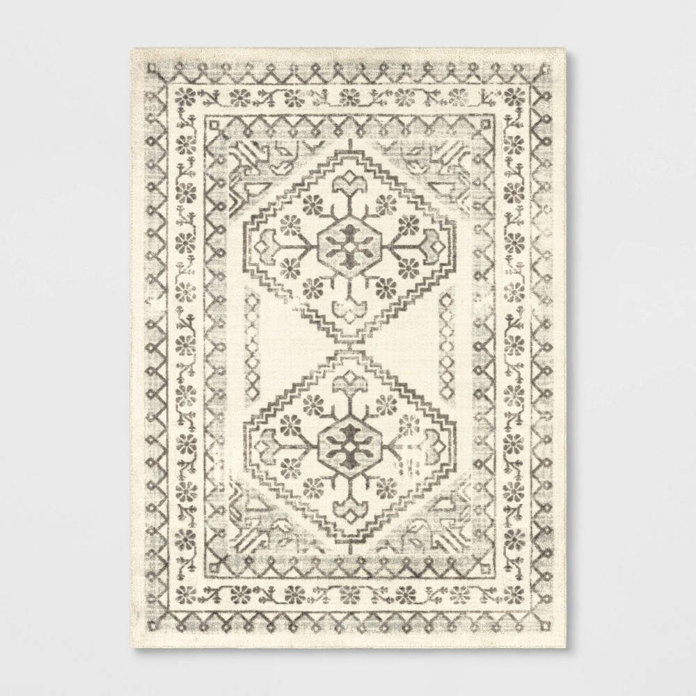 Photos - Area Rug 4'x5'5" Washable Kensington Persian Style Rug Cream - Threshold™