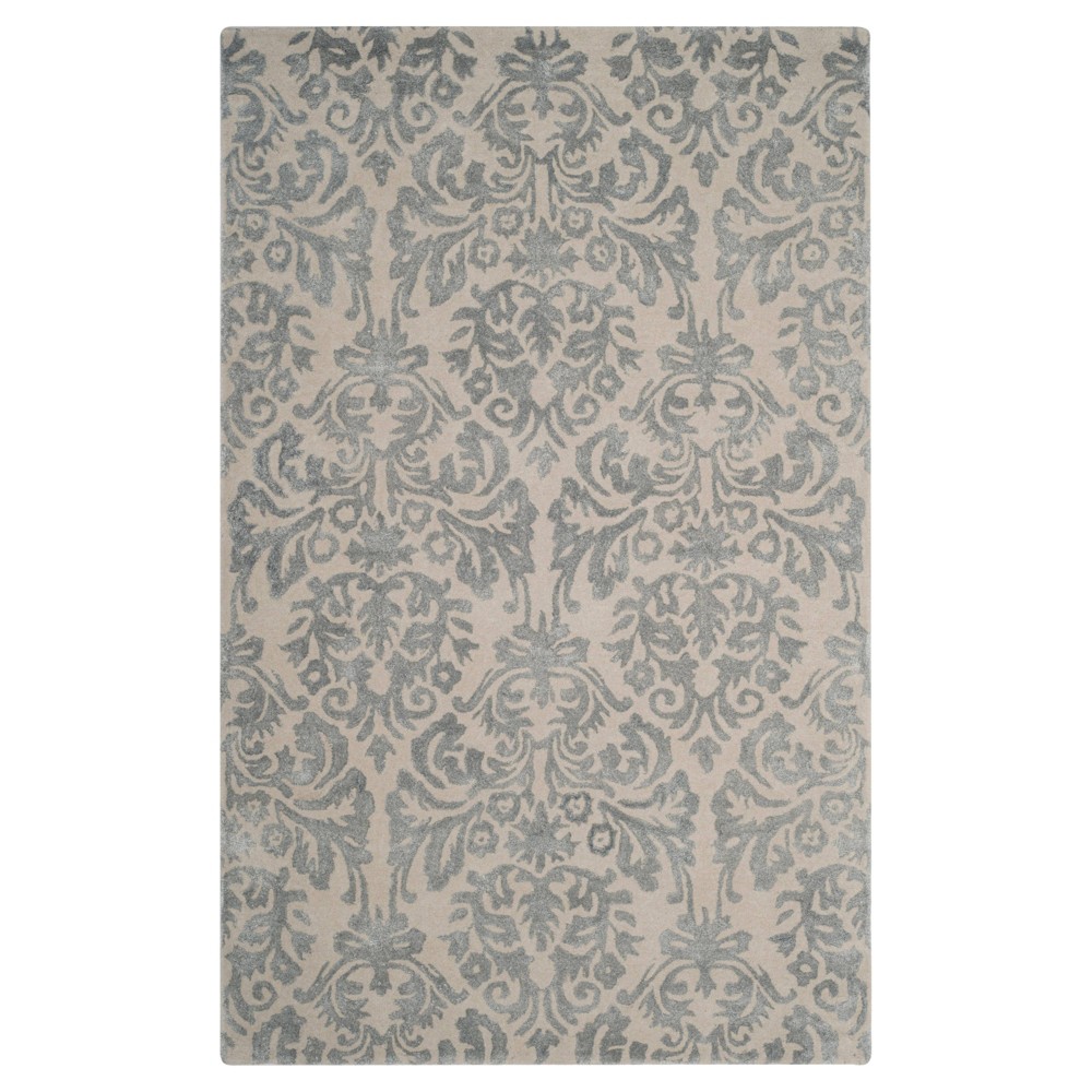 Ivory/Silver Leaf Tufted Area Rug 5'x8' - Safavieh