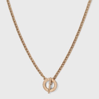 Worn Gold & Brass Toggle Pendant Chain Necklace - Universal Thread™ Gold