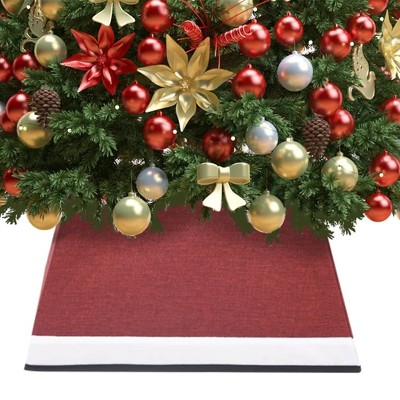 Aghana Digitals Red & White Fabric Christmas Tree Skirt, 48x48x25cm - Durable Holiday Decor for