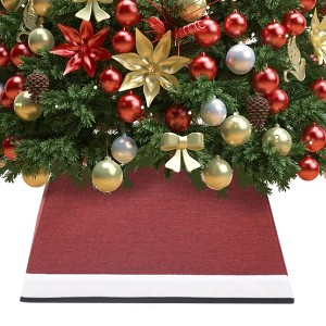 Aghana Digitals Red & White Fabric Christmas Tree Skirt, 48x48x25cm - Durable Holiday Decor for - 1 of 4