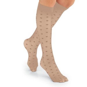 Collections Etc Stylish & Comfortable 15-20mmHg Compression Knee High Stockings, 3 Pairs - Made in USA - 1 of 3