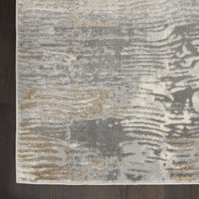 Hand-Knotted Grey/Beige Synthetic Abstract 5' x 7' Rug