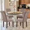 Set of 2 Tufted Upholstered Dining Chairs with High Back and Wood Legs, Fabric Parsons Side Chairs for Kitchen or Dining Room - 2 of 4