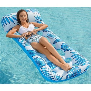 Jasonwell Inflatable Pool Float Lounge for Adults, Blue Floating Lounger, Sun Tanning Float, Swimming, Lake, Beach Party Toy - 1 of 4