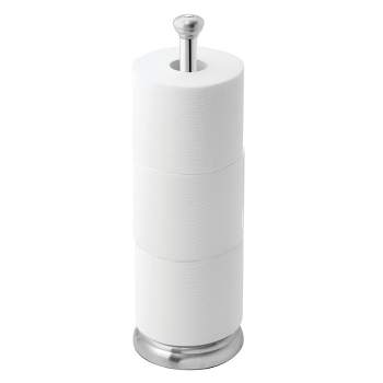iDESIGN York Metal Toilet Tissue Roll Reserve Brushed Stainless Steel and Chrome