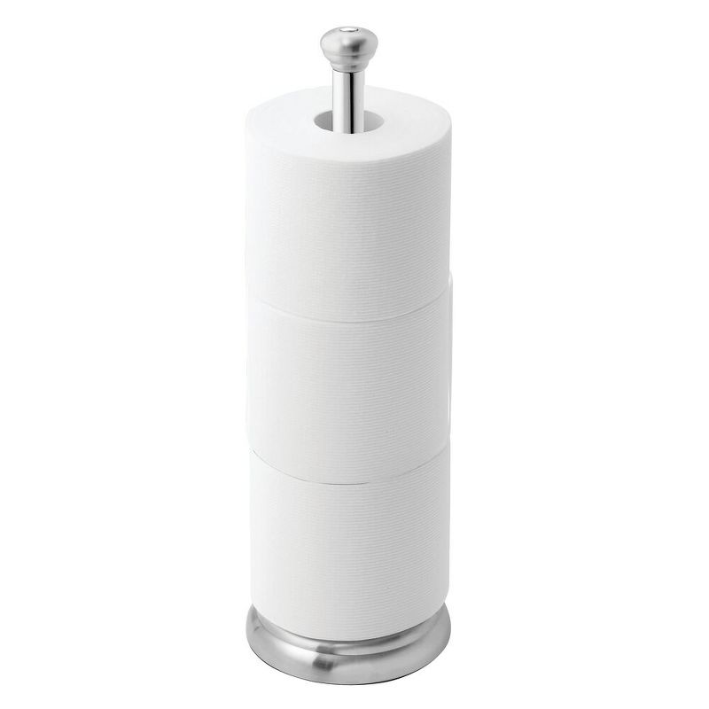 iDESIGN York Metal Toilet Tissue Roll Reserve Brushed Stainless Steel and Chrome, 1 of 6