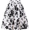 Vintage A-Line Pleated Skirt for Women - Midi Length High Waist Flowy Retro Skirt White Rose - 2 of 4