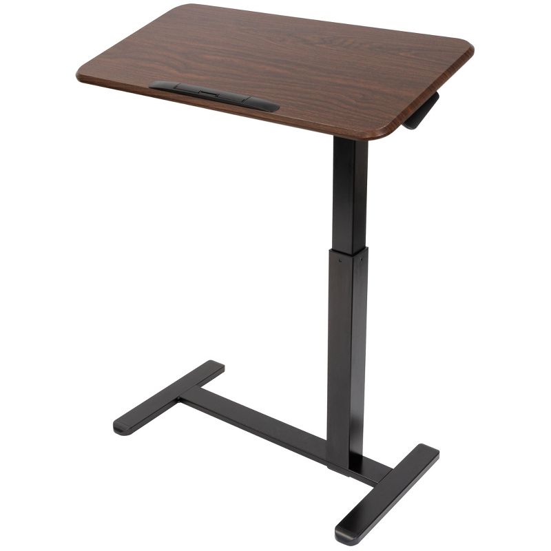 Mount-It! Height Adjustable Overbed Desk and Table with Tilting Tabletop | Overbed Medical Table with Wheels | Dark Walnut, 1 of 10