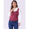 Allegra K Women's Vintage Faux Suede Sweetheart Neck Sleeveless Lace Up Waistcoat Vest - 3 of 4