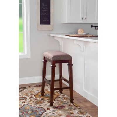 Kennedy 30" Walnut and Brown Backless Wood Barstool