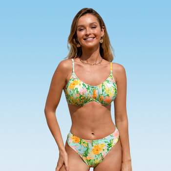 Women’s Push Up Ruched Floral Bikini Set Swimsuit - Cupshe