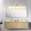 POWLIG 38.9" Gold 5-Light Dimmable Vanity Light – Modern Bathroom Fixture with 5.9" Opal Glass Globes - 4 of 4
