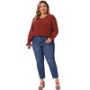 Agnes Orinda Women's Plus Size Smocked Long Sleeve Chiffon Button Decor V Neck Solid Casual Blouse - 3 of 4