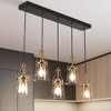 LNC Auisre 5-Lights 33.5" Modern Linear Kitchen Island Pendant Lightss, Polished Gold and Matte Black with Seeded Glass Shades - 2 of 4