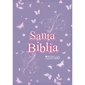 Biblia Rvr 1960 Compacta Símil Piel Juvenil Mariposa Lila (Bible Rvr 1960 Compact Size Leatherlike Youth Lilac Butterfly (Spanish Edition) - 1 of 1