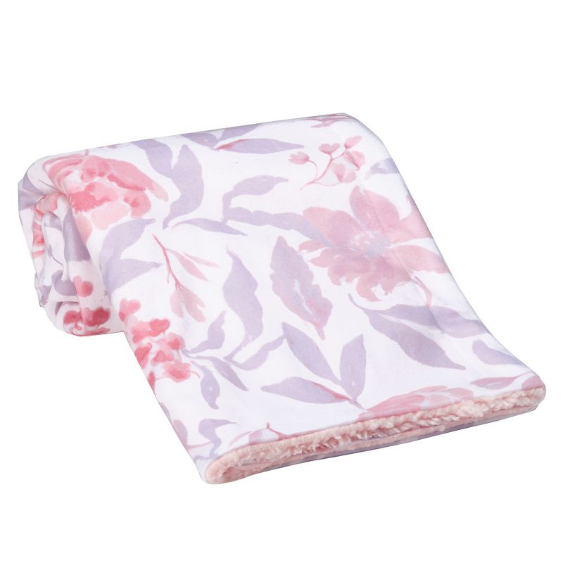 Bedtime Originals Lavender Floral Pink/Purple Soft Fleece Baby Blanket, 4 of 9