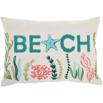 14"x20" Oversize Life Styles Towel Embroidered 'Beach' Lumbar Throw Pillow - Mina Victory
