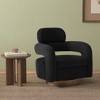 WestinTrends Alexandria Mid-Century Modern Faux Shearling Swivel Barrel Accent Chair - 2 of 4