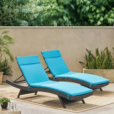 Christopher Knight Home Salem Outdoor Water Resistant Fabric Chaise Lounge Cushions (Set of 2)