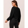 Seta T Women's Elegant Round Neck Chiffon Pleated Long Sleeve Flowy Dressy Business Tops - 4 of 4