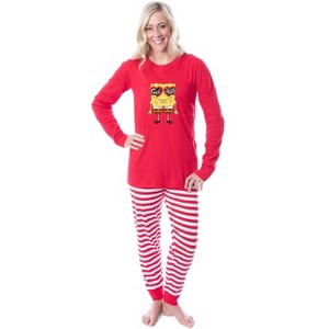 SpongeBob SquarePants Get Happy Character Adult Unisex Sleep Pajama Set Red - 1 of 4