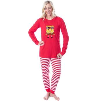 SpongeBob SquarePants Get Happy Character Adult Unisex Sleep Pajama Set Red